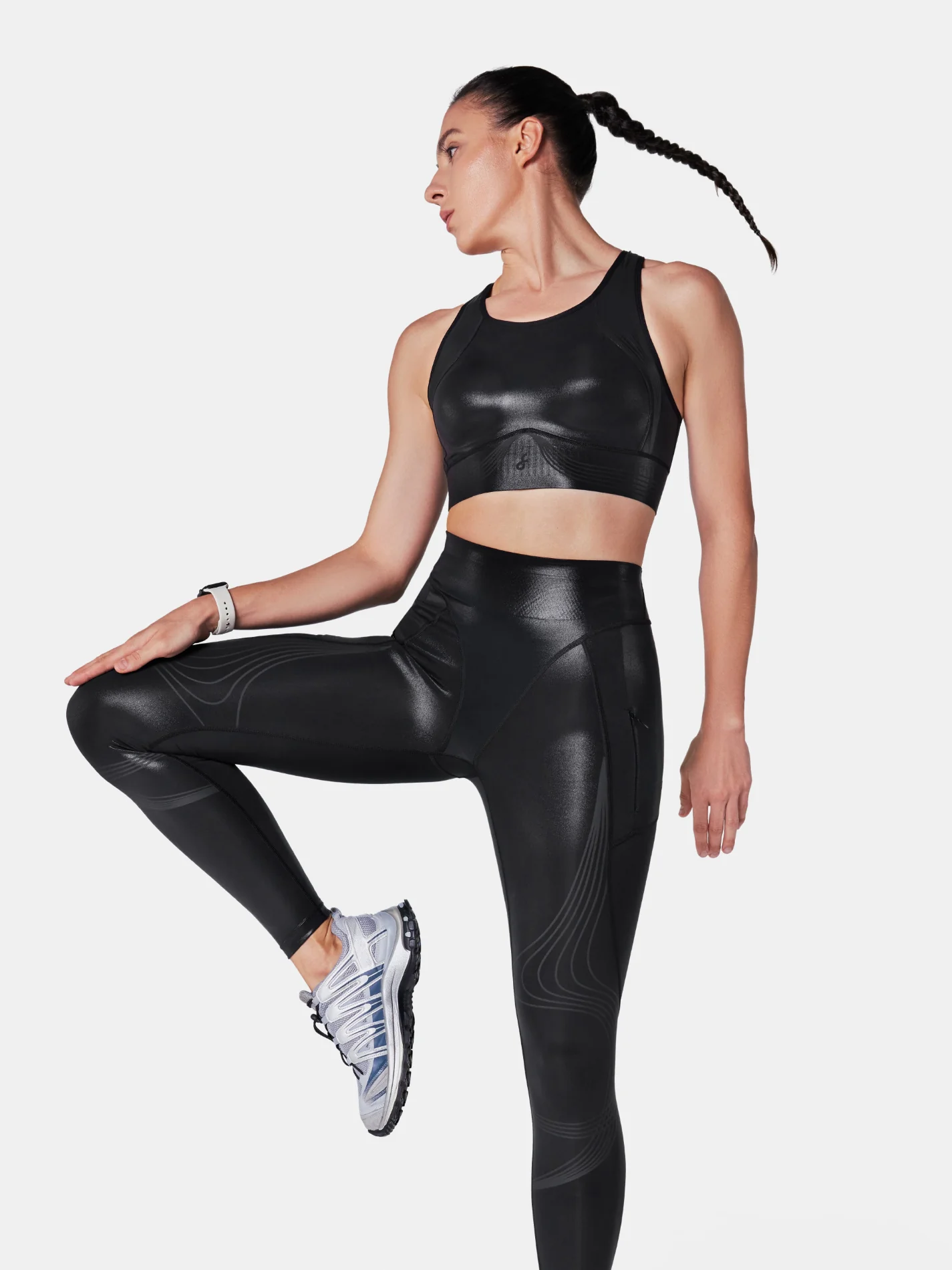 Body Sculpt Glossy Leather Sports Bra - Image 5
