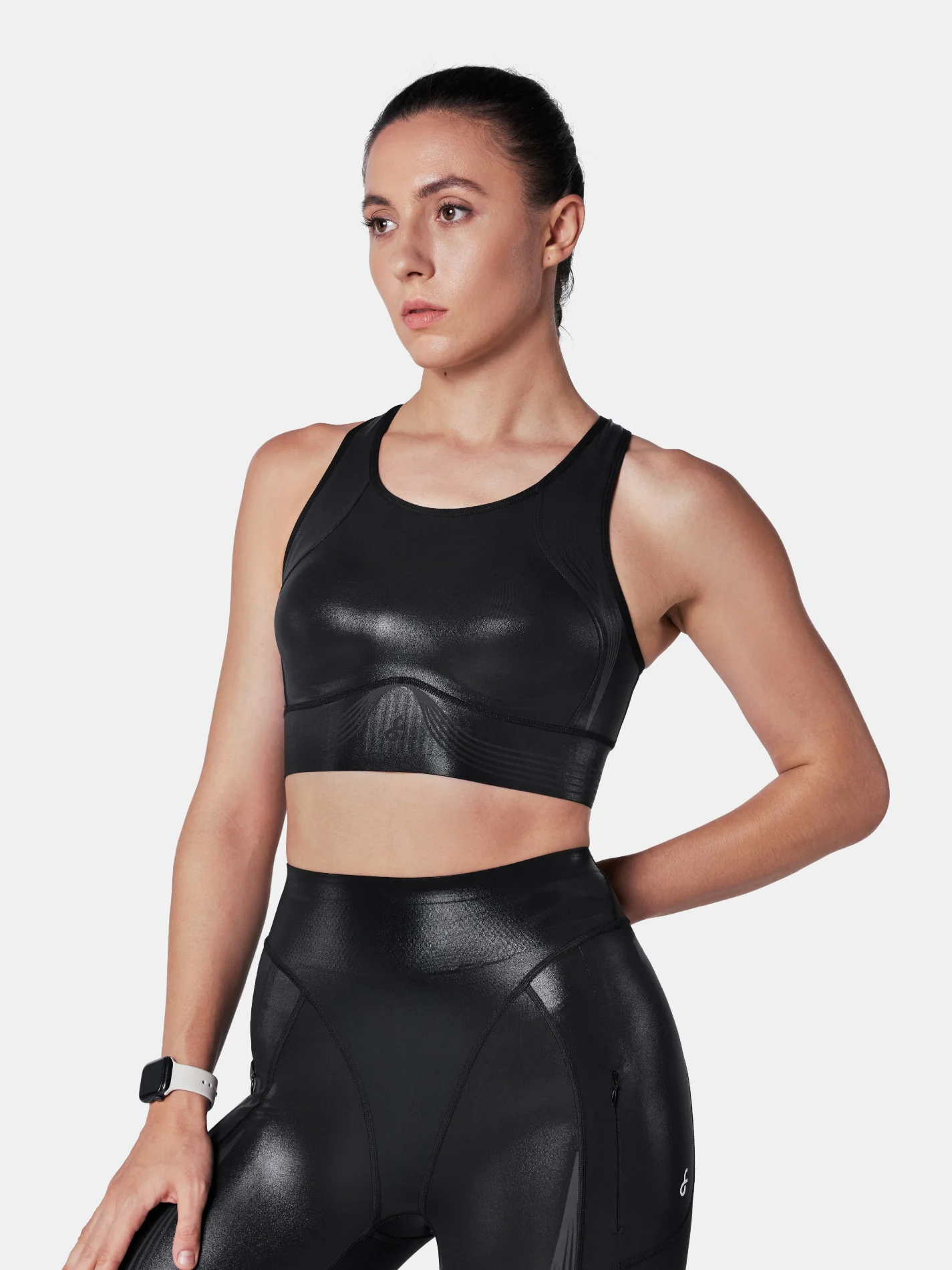 Body Sculpt Glossy Leather Sports Bra - Image 8